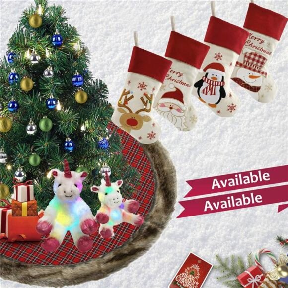 18'' Rustic Christmas Stockings Set of 4 Felt Santa Reindeer Snowman Stockings - Picture 5 of 7